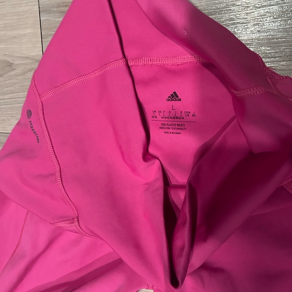 Adidas girls Pants Optime High-Waisted Tights-Fuchsia - girls large - Picture 5 of 5